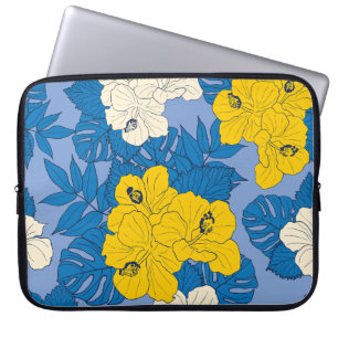 Housse Pour Ordinateur Portable Hibiscus fleurs et feuilles