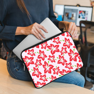 Housse Pour Ordinateur Portable Hibiscus rouge, Fleurs rouges, Motif de fleurs