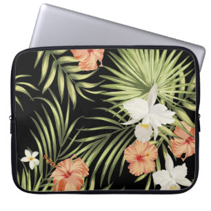 Housse Pour Ordinateur Portable Hibiscus tropicaux : modèle floral Vintage