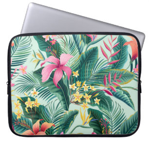 Housse Pour Ordinateur Portable Hibiscus tropicaux : Motif Floral sans joint
