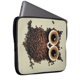 Housse Pour Ordinateur Portable Hibou de café