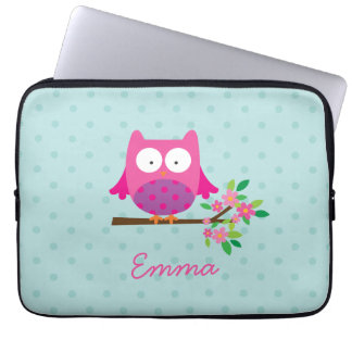 Housse Pour Ordinateur Portable Hibou rose sur une douille d'ordinateur portable