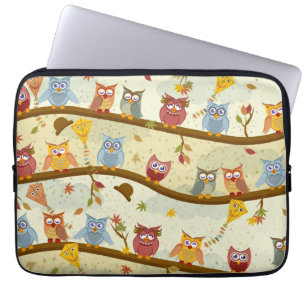 Housse Pour Ordinateur Portable hiboux d'automne