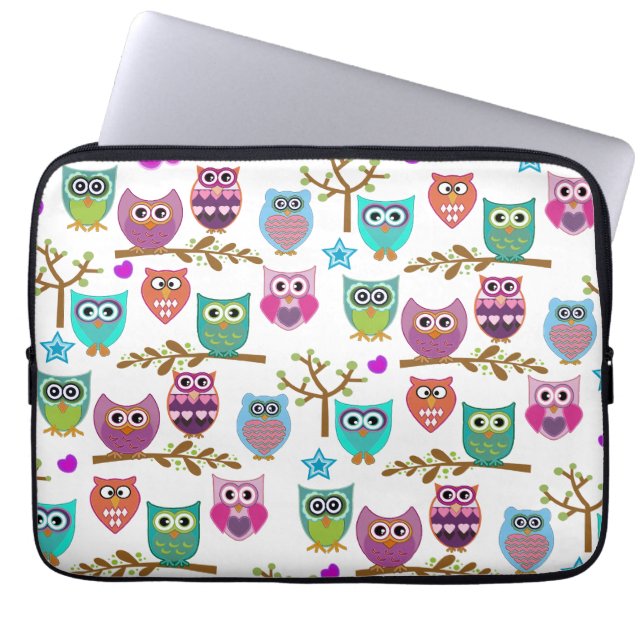 Housse Pour Ordinateur Portable hiboux heureux (Devant)