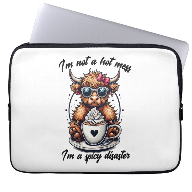 Housse Pour Ordinateur Portable Highland Cow Coffee, Coffee Cow (Devant)