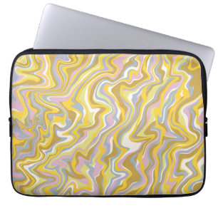Housse Pour Ordinateur Portable Hippie les années 70 Marbre Vert Liquide Swirl Boh