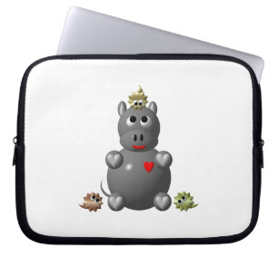 Housse Pour Ordinateur Portable Hippopotame mignon avec des hamsters