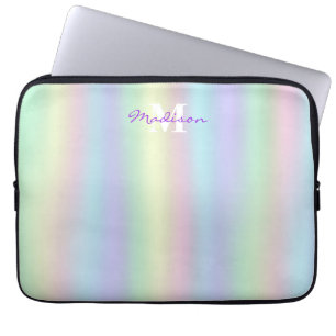 Housse Pour Ordinateur Portable Hologramme arc-en-ciel doux   Monogramme