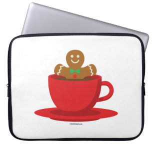 Housse Pour Ordinateur Portable Homme en pain d'épice se détendant dans une tasse