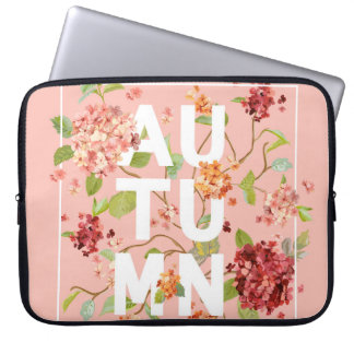 Housse Pour Ordinateur Portable Hortensia Flowers : Automne Vintage Arrière - plan