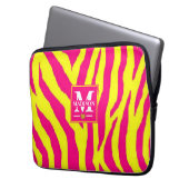 Housse Pour Ordinateur Portable Hot Pink Neon Yellow Zebra Stripe Bold Y2K (devant gauche)