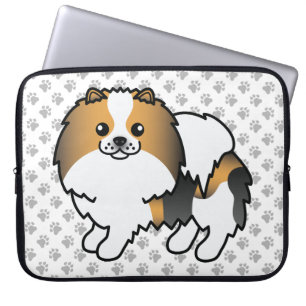 Housse Pour Ordinateur Portable Hound Tricolor Pomeranian mignon Cartoon Chien & P