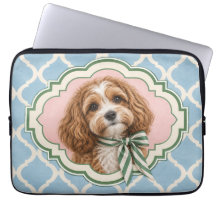 Housse d'ordinateur portable Cavapoo élégante bleu