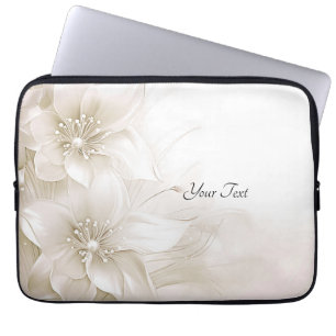 Housse Pour Ordinateur Portable Housse d'ordinateur portable Fleurs Blanches Ivoir