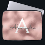 Housse Pour Ordinateur Portable Huile rose rose et Monogramme étincelant<br><div class="desc">Rose Rose Rose Gold Faux Foil et Coque de Monogramme élégant étincelant. Ce coque peut être customisé pour inclure votre nom initial et prénom.</div>