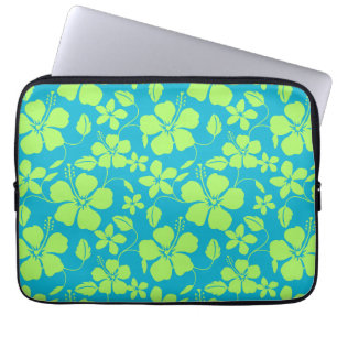 HOUSSE POUR ORDINATEUR PORTABLE HULA HAWAIEN (HIBISCUS) TEAL LIME