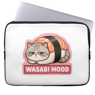 Housse Pour Ordinateur Portable Humeur Wasabi Drôle Chat Grincheux Sushi Meme