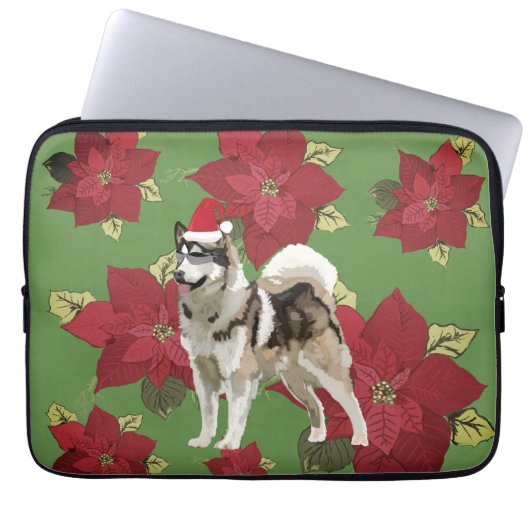 Housse Pour Ordinateur Portable Husky Chig Coque de Noël (Devant)