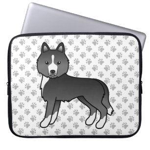 Housse Pour Ordinateur Portable Husky Sibérien Majoritairement Noir Chien de Dessi