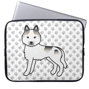 Housse Pour Ordinateur Portable Husky sibérien piebalde gris Chien de dessin animé