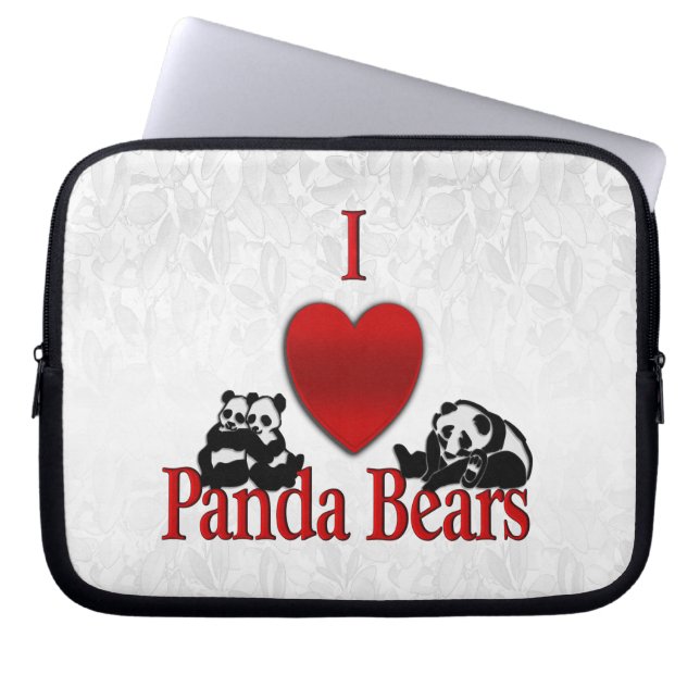 Housse Pour Ordinateur Portable I Heart Panda Bears Fun (Devant)