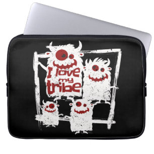 Housse Pour Ordinateur Portable I Love My Tribe Funny Famille Monstre Halloween