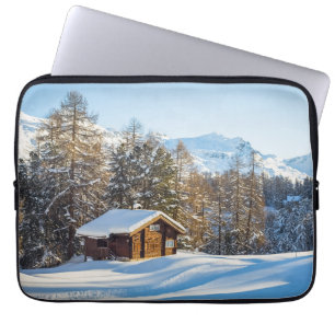 Housse Pour Ordinateur Portable Ice & Snow   Winter Log Cabin Swiss Alps