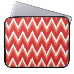 Housse Pour Ordinateur Portable Ikat Chevron Stripes - Rust Orange et Blanc