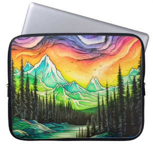 Housse Pour Ordinateur Portable Illustration Abstraite colorée des aurores boréale