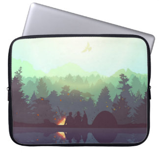 Housse Pour Ordinateur Portable Illustration Camping Adventure Forest Mountain