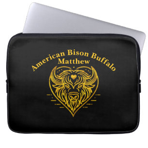 Housse Pour Ordinateur Portable Illustration de bison buffle en forme de cœur