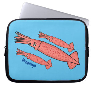 Housse Pour Ordinateur Portable Illustration de calamar rose