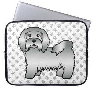 Housse Pour Ordinateur Portable Illustration de chien caricaturé mignon en argent