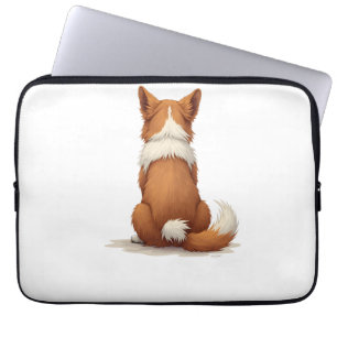 Housse Pour Ordinateur Portable Illustration de chien vue de dos vintage sur fond