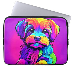 Housse Pour Ordinateur Portable Illustration de chiot arc-en-ciel