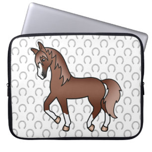Housse Pour Ordinateur Portable Illustration de dessin animé mignon de cheval trot