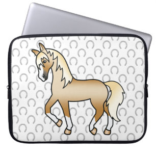 Housse Pour Ordinateur Portable Illustration de dessin animé mignon de cheval trot