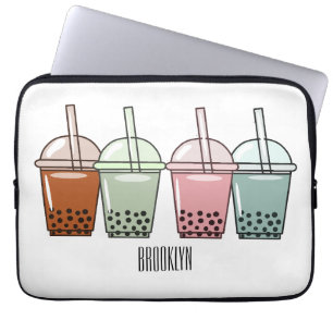 Housse Pour Ordinateur Portable Illustration de dessin animé pour le thé de bulle