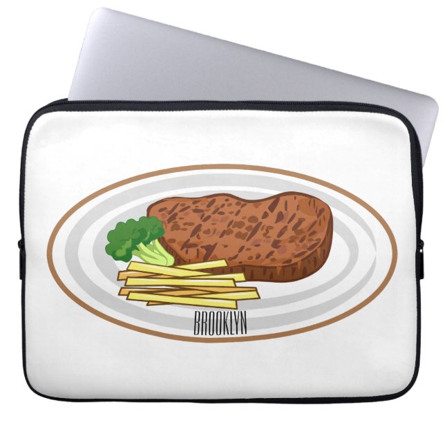 Housse Pour Ordinateur Portable Illustration de dessin de steak (Devant)