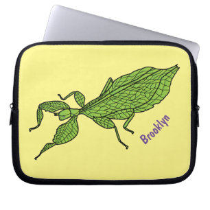 Housse Pour Ordinateur Portable Illustration de dessin d'insecte des feuilles vert