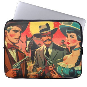 Housse Pour Ordinateur Portable Illustration de la bande dessinée vintage en Occid