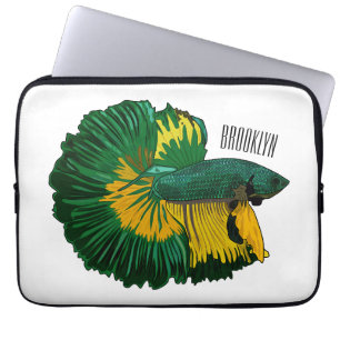 Housse Pour Ordinateur Portable Illustration de la caricature de poisson de combat
