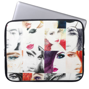 Housse Pour Ordinateur Portable Illustration de l'aquarelle de collection féminine