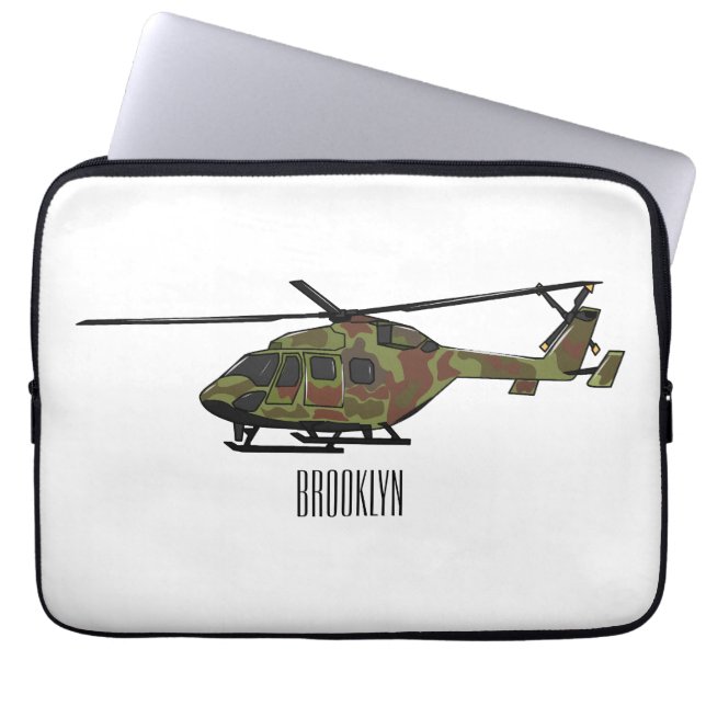 Housse Pour Ordinateur Portable Illustration de l'hélicoptère de l'armée (Devant)