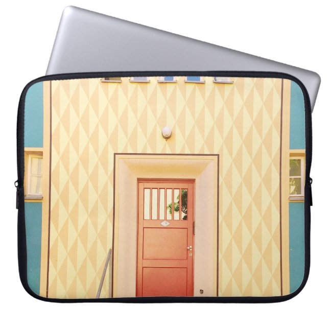 Housse Pour Ordinateur Portable Illustration de maison jaune (Devant)