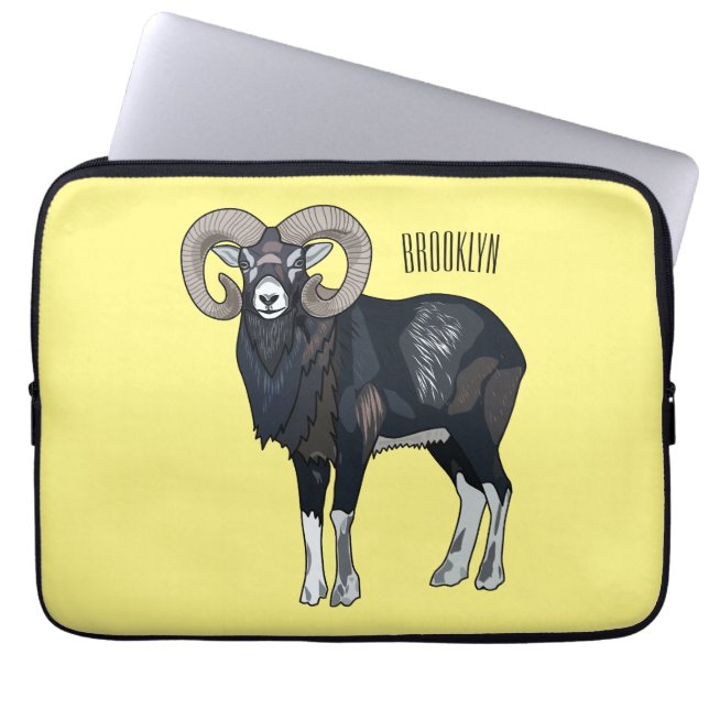 Housse Pour Ordinateur Portable Illustration de mouflon, mouton (Devant)