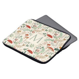 Housse Pour Ordinateur Portable Illustration des champignons et des Feuilles de la