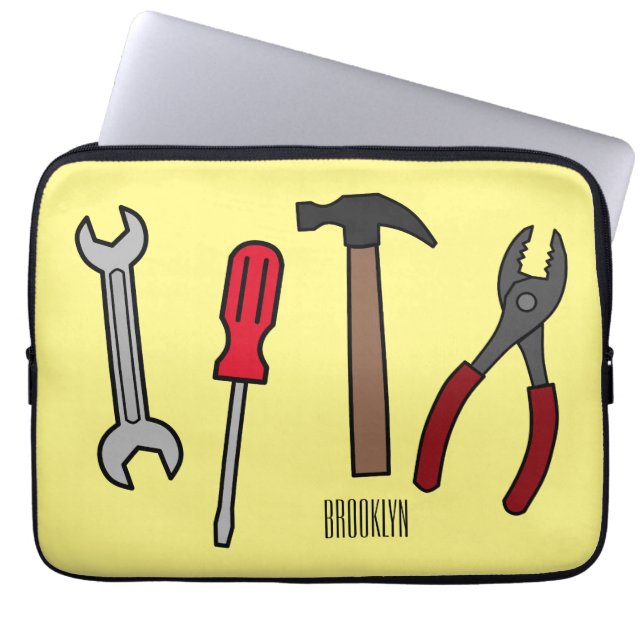 Housse Pour Ordinateur Portable Illustration des outils de menuiserie (Devant)