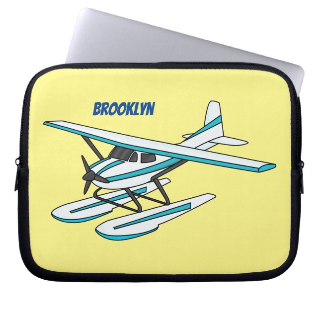 Housse Pour Ordinateur Portable Illustration d'hydravion bleu blanc (Devant)