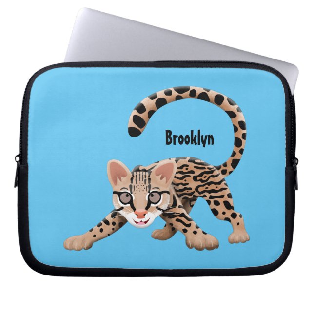 Housse Pour Ordinateur Portable Illustration d'ocelot mignon (Devant)